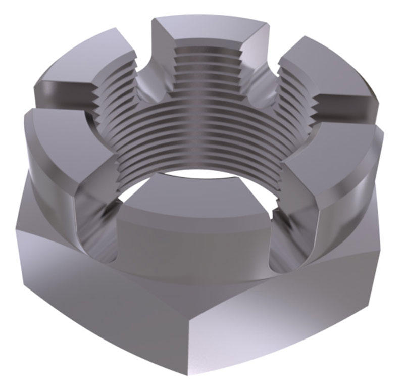 Thin Hex Castle Nuts , Slotted
